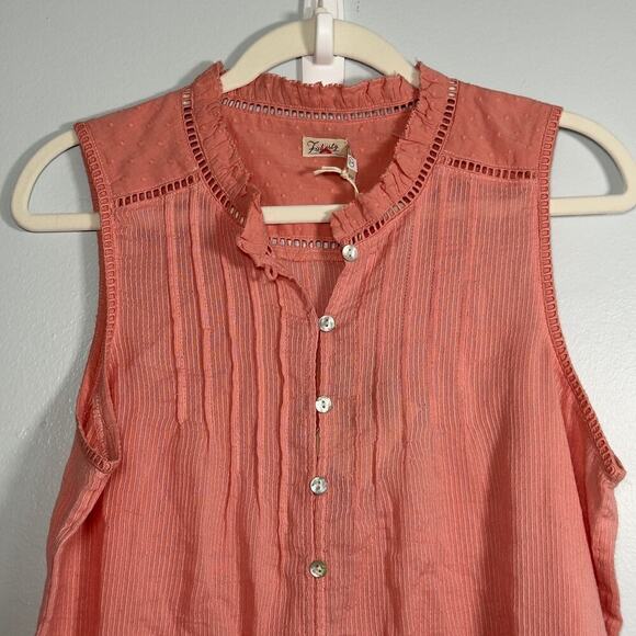 Faherty Willa Sleeveless Boho Blouse Tank Top Rosette Pink Womens L - Picture 3 of 11
